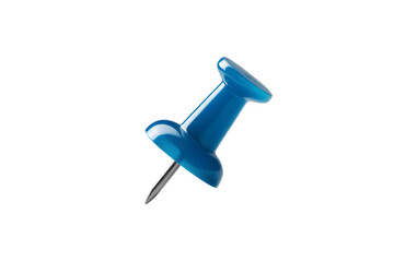 Single Blue Push Pin on Transparent Background Office Supplies Stationery