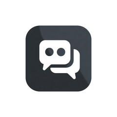 Dark glossy chatbot icon with speech bubble

