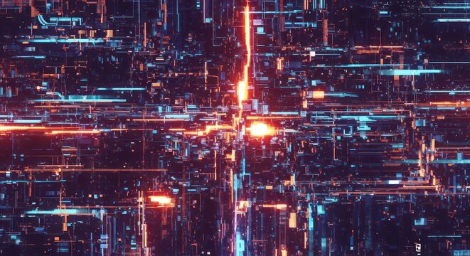 Abstract digital network glowing lines and connections