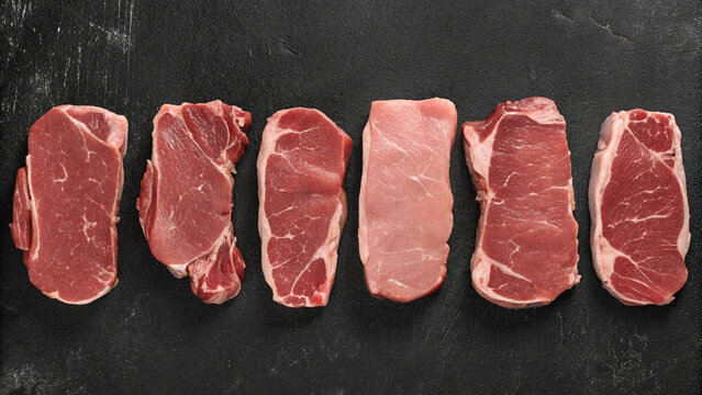 fresh raw meat, raw meat steak, raw beef steak , raw chicken chops, raw chicken steack