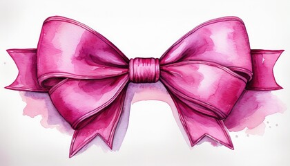 pink bow cute decorative hand drawn watercolor isolate