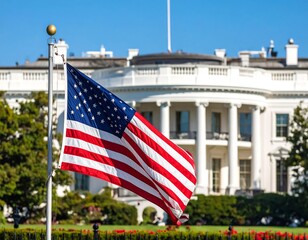 American flag waving in front of the White House (1)