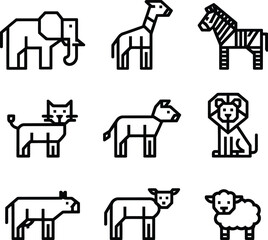 Simple Outline Animal Icons Pack