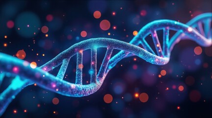 Stunning Visualization of DNA Helix with Colorful Bokeh Background