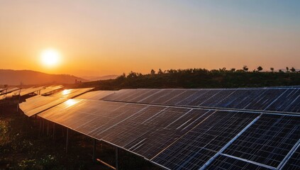 Solar panels at sunrise