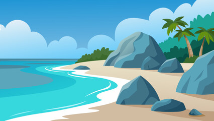 Fototapeta premium Tropical Beach Vector Illustration