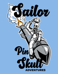 Sailor Pin Skull Vector Illustration