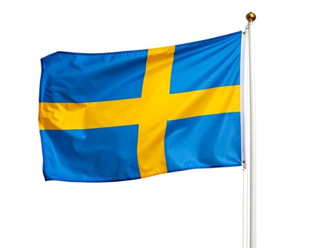 Swedish flag waving on a pole (1)