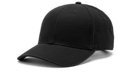 Fototapeta premium Plain black baseball cap isolated on white background