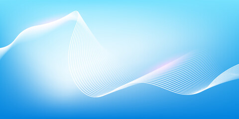 Abstract blue gradient background with shining lines waves. Minimalist background for banner, poster, cover, brochure, flyer, website