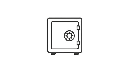 Illustration of a closed safe with a combination lock and door hinges on a white background ai generated