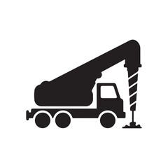 Fototapeta premium Truck Drilling. Flat Vector Icon. Simple black symbol on white background