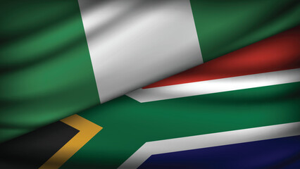 Obraz premium High Quality background with Two Flags of Nigeria and South Africa