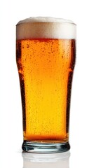 A glass of beer with a white background