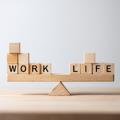 Work Life Balance  - Wooden Block Concept