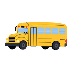 School bus. Traditional American transportation for school children. Flat vector illustration isolated on white background.