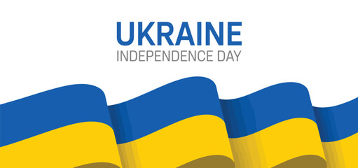 Ukraine Independence Day graphic with blue-yellow wave motif and uppercase text layout symbolizing national pride and harmonious identity