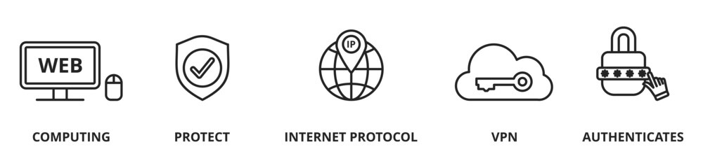 IPSec. Internet and Protection Network Vector Illustration concept with icons. IP Security. Data Protection Protocols.