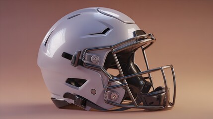 Fototapeta premium Red American Football Helmet with Stripes: Red or orange American football helmet with black