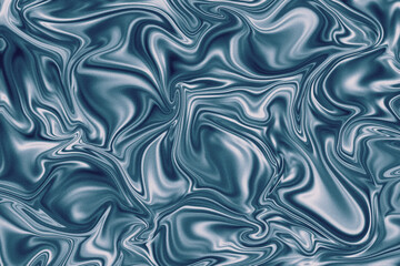 High-resolution abstract background featuring a flowing satin texture in blue tones. Manually created in Photoshop using gradient and distortion techniques. Ideal for luxury design, mockups.