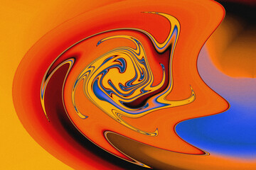 A vivid abstract swirl representing emotional duality &mdash; the fiery chaos inside and the calm exterior outside. Designed manually using Photoshop with bold gradient textures and distortion techniques.