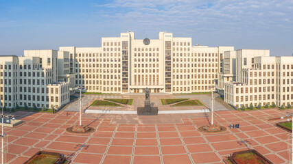 The central square of Minsk from a bird's eye view. Belarus