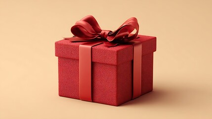 Obraz premium Red gift box with ribbon and bow isolated on clean background festive packaging elegant and cheerful presentation style