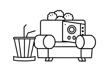 Retro Movie Night Setup With Popcorn Projector And Bean Bags