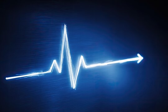Neon EKG graph with directional arrow