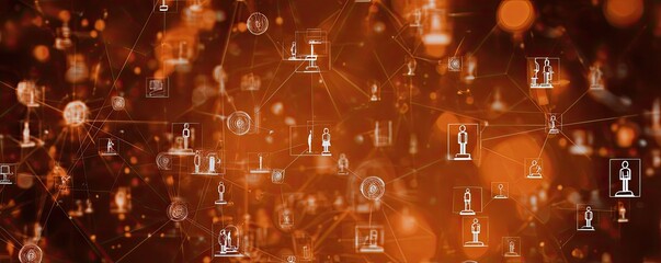 Abstract network of interconnected data points