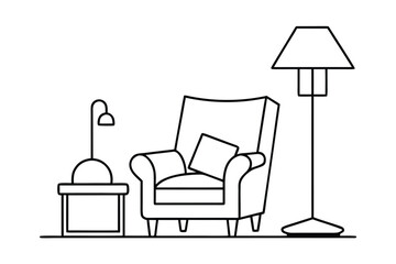 Relaxing Corner With Armchair Lamp And Reading Nook