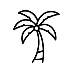 Palm Tree Outline Simple Style for Tropical Vacation Blogs, Travel Websites, Summer Cards, Eco Education, Beach Awareness