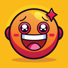 Fototapeta premium Cute emoji face expression in love with hearts animated cartoon