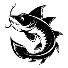 catfish black and white vector