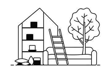 Reading Loft With Ladder Shelf Big Pillows