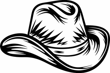 cowboy hat black and white silhouette vector
