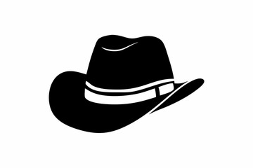 cowboy hat black and white silhouette vector