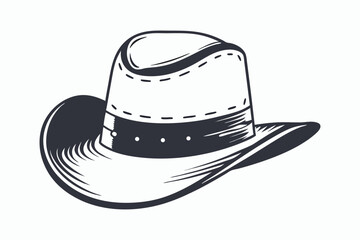 cowboy hat black and white silhouette vector