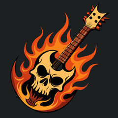 Guitar silhouettes set.Acoustic and heavy rock electric guitars musical instruments. Simple set of electric guitar vector icons for web design. Music symbols collection.Vector ilustration