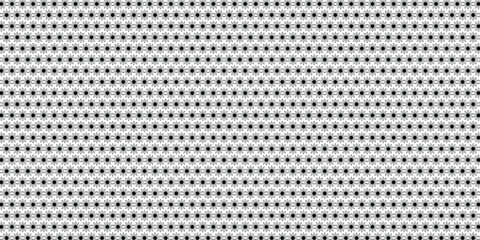 Seamless Pattern with Repetitive Floral Dot Elements in Black and White for Backgrounds, Textiles, Wallpapers, Packaging, and Stationery Design Projects