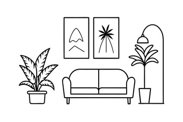 Plant Filled Living Room With Botanical Pots