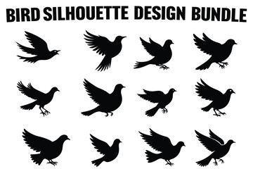 Obraz premium Soaring Bird Silhouette Collection for Print and Cut Files