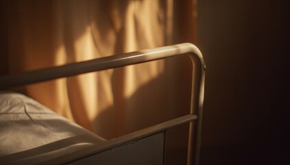 Hospital bed in a sunlit room