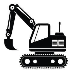 Excavator Silhouette - Heavy Construction Equipment Vector