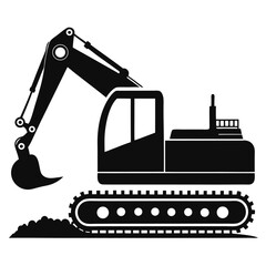 Excavator Silhouette - Heavy Construction Equipment Vector