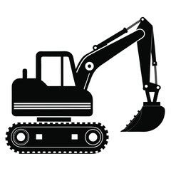Excavator Silhouette - Heavy Construction Equipment Vector