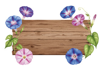 Vector watercolor Morning glory flower / 水彩テイストの朝顔イラスト