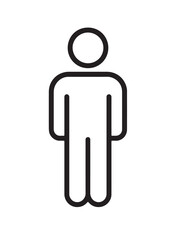 Simple line art vector icon of men, generic person, user, or male avatar symbol. 