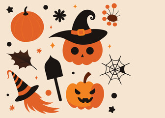Halloween Spooky Flat Design Vector Illustration