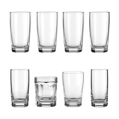 Collection of empty glasses different shapes and sizes